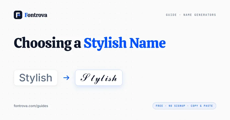 Cover for Choosing a Stylish Name: the word Stylish next to the same word in Unicode script letters