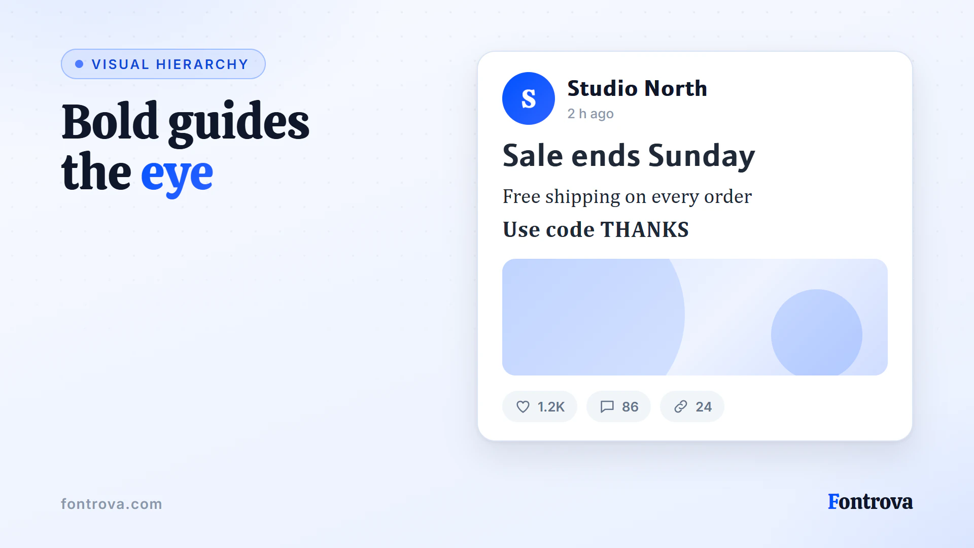 Post mockup where a Sans Bold headline stands out above plain text, showing how bold shapes hierarchy