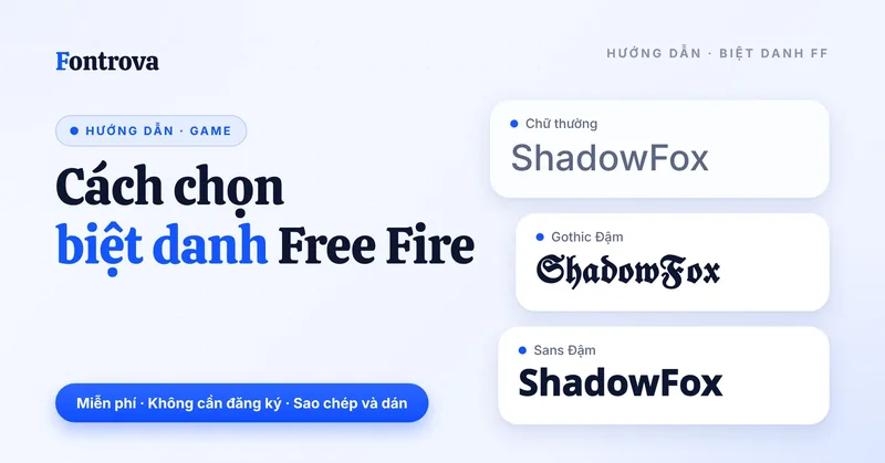 Cách chọn biệt danh Free Fire: ShadowFox ở kiểu thường, Gothic Đậm, Sans Đậm