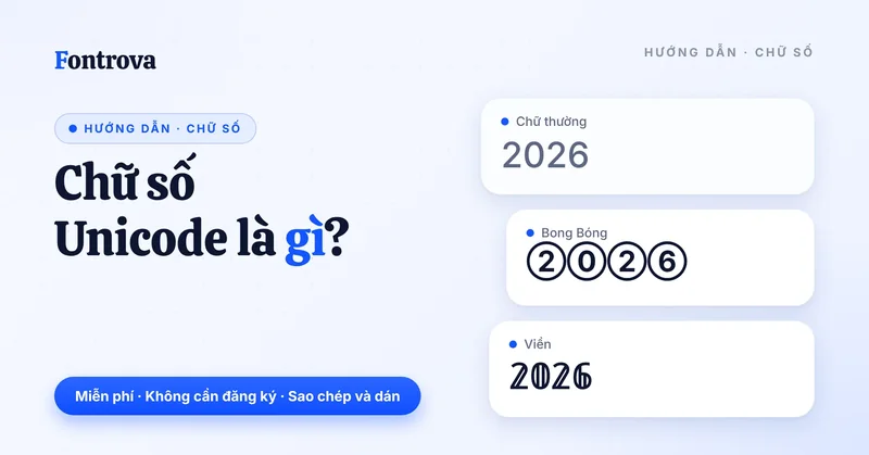 Chữ số Unicode là gì: số 2026 ở kiểu thường, Bong Bóng và kiểu Viền