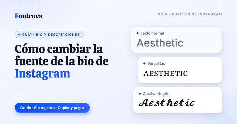 Cómo cambiar la fuente de la bio de Instagram: la palabra Aesthetic en texto normal, Versalitas y Cursiva Negrita