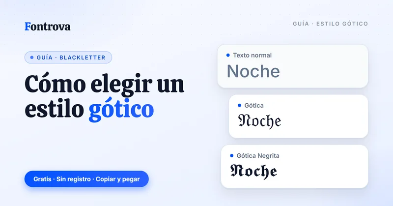 Cómo elegir un estilo gótico para tatuajes: la palabra Noche en texto normal, Gótica y Gótica Negrita Unicode