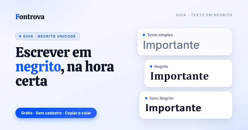 Como escrever em negrito: a palavra Importante em texto simples, Negrito e Sans Negrito em estilos Unicode