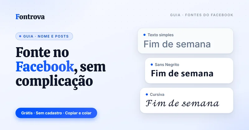 Como mudar a fonte no Facebook: a frase Fim de semana em texto simples, Sans Negrito e Cursiva Unicode
