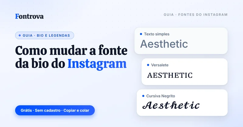 Como mudar a fonte da bio do Instagram: a palavra Aesthetic em texto simples, Versalete e Cursiva Negrito