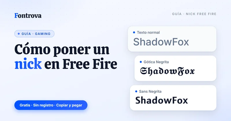 Cómo poner un nick en Free Fire: el tag ShadowFox en texto normal, Gótica Negrita y Sans Negrita Unicode