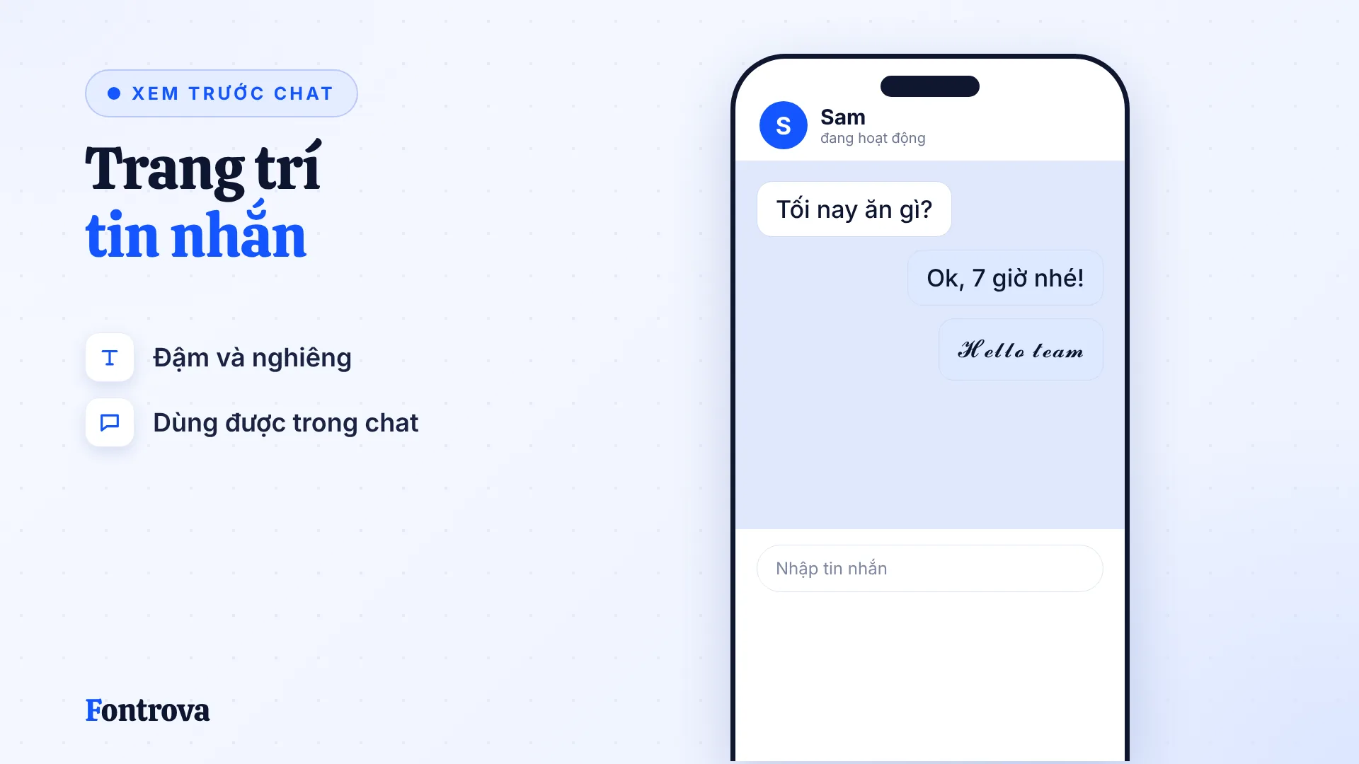 Xem trước chat WhatsApp với tin nhắn chữ thường và kiểu Viết Tay Đậm