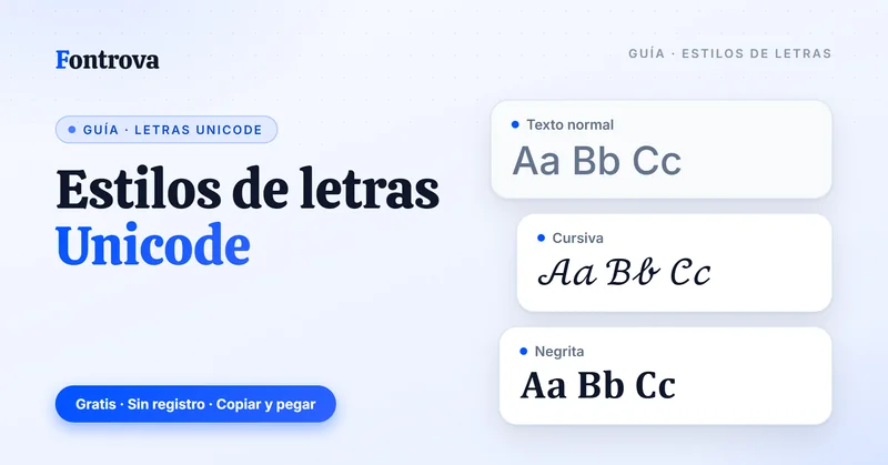 Estilos de letras Unicode: Aa Bb Cc en texto normal, en Cursiva y en Negrita