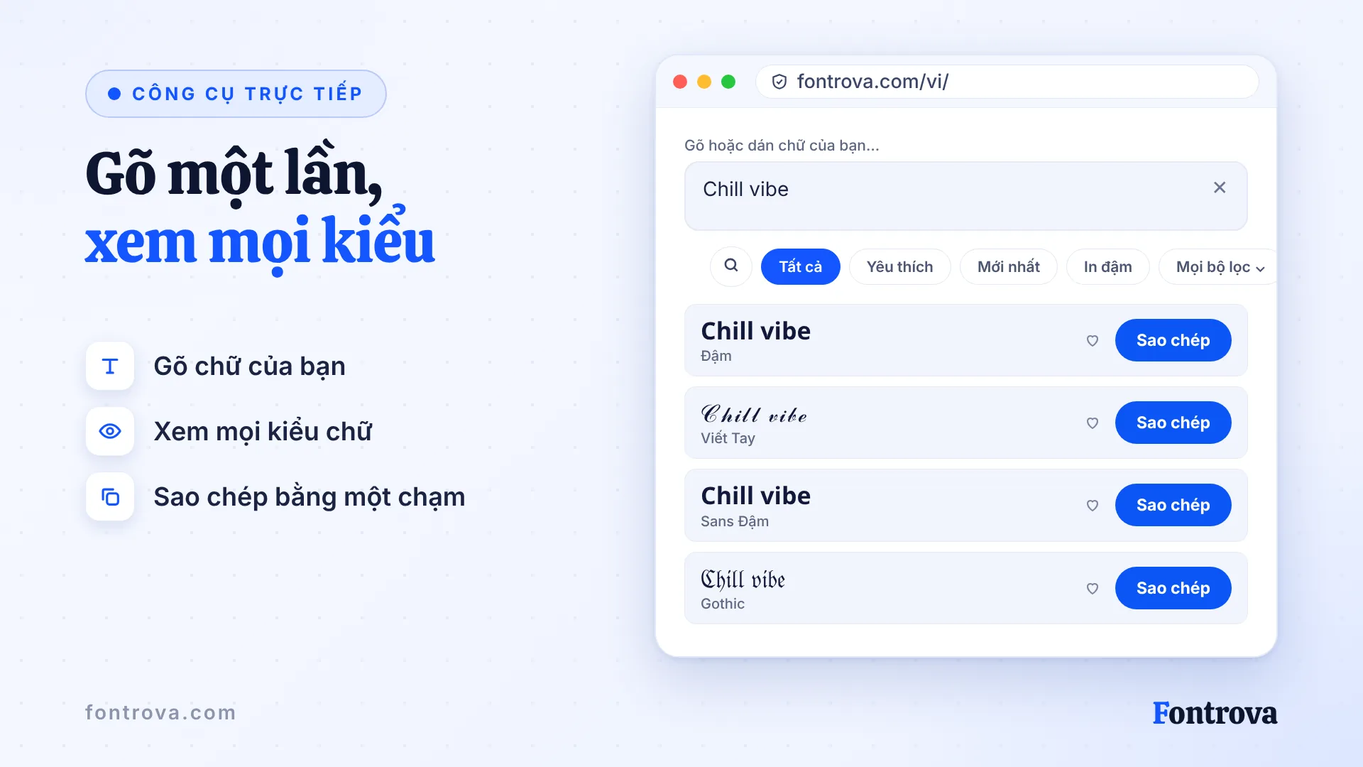 Công cụ tạo font Unicode với chữ Chill ở kiểu Đậm, Viết Tay và Gothic