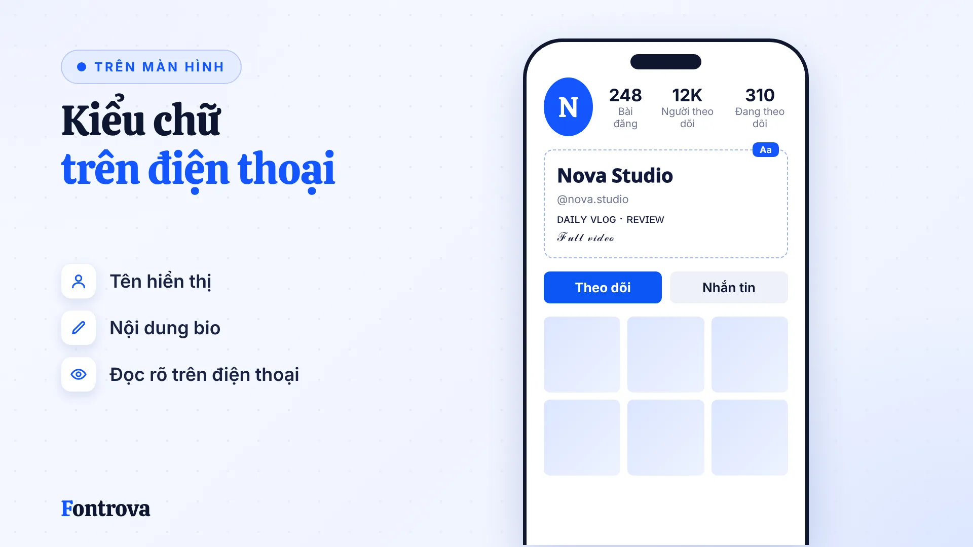 Hồ sơ video ngắn mẫu: tên Sans Đậm, bio Hoa Nhỏ, ví dụ bio TikTok