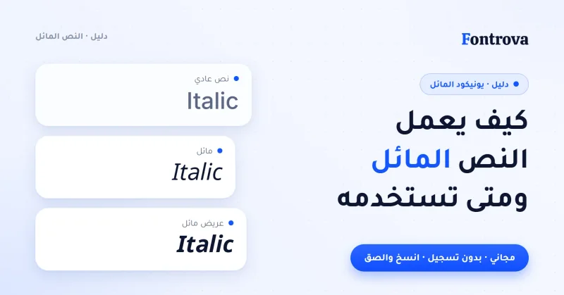 غلاف دليل كيف يعمل النص المائل يونيكود مع كلمة Italic بثلاثة أنماط
