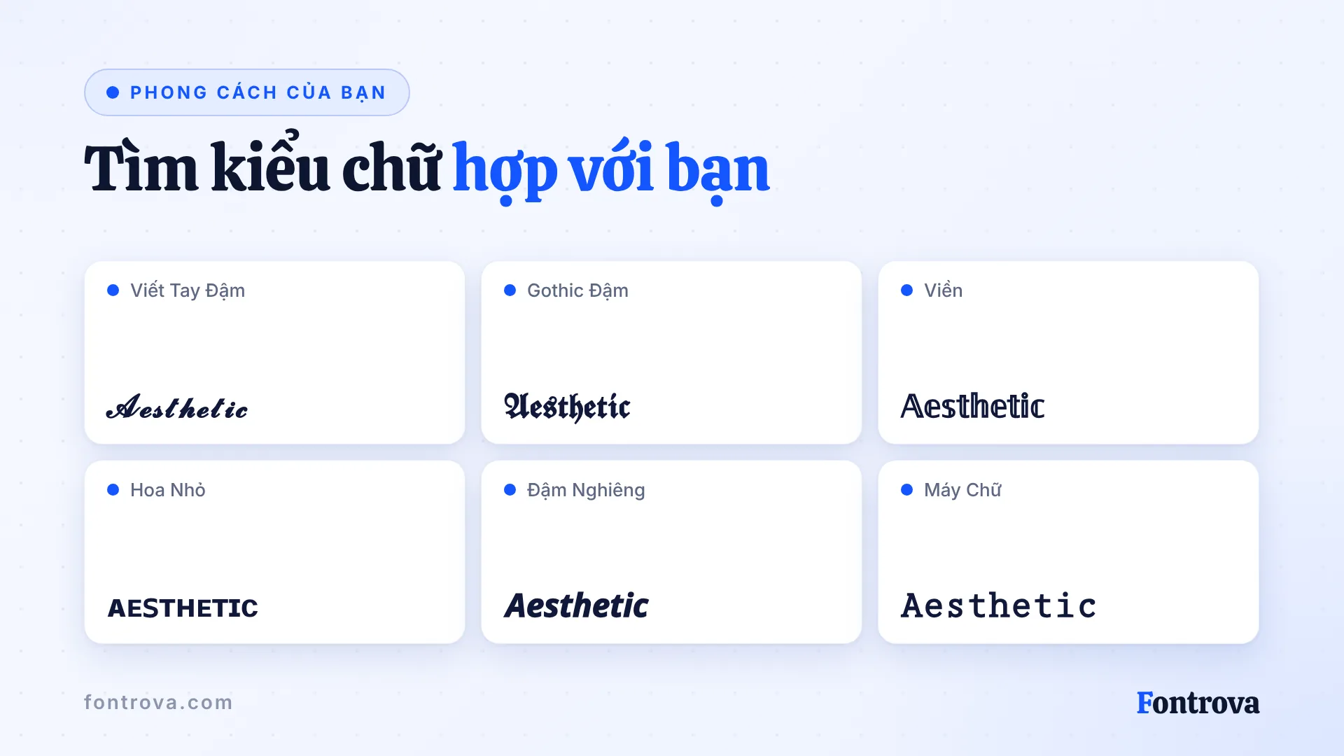 Chữ Aesthetic trong sáu kiểu bio Instagram: Viết Tay Đậm, Gothic Đậm, Viền, Hoa Nhỏ