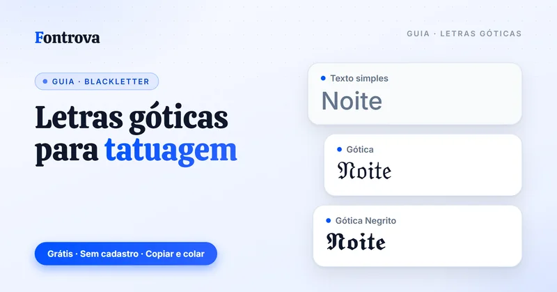 Letras góticas para tatuagem: a palavra Noite em texto simples, Gótica e Gótica Negrito em estilos Unicode blackletter