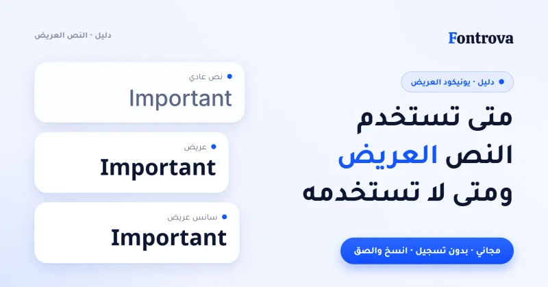 غلاف دليل متى تستخدم النص العريض يونيكود مع كلمة Important بثلاثة أنماط