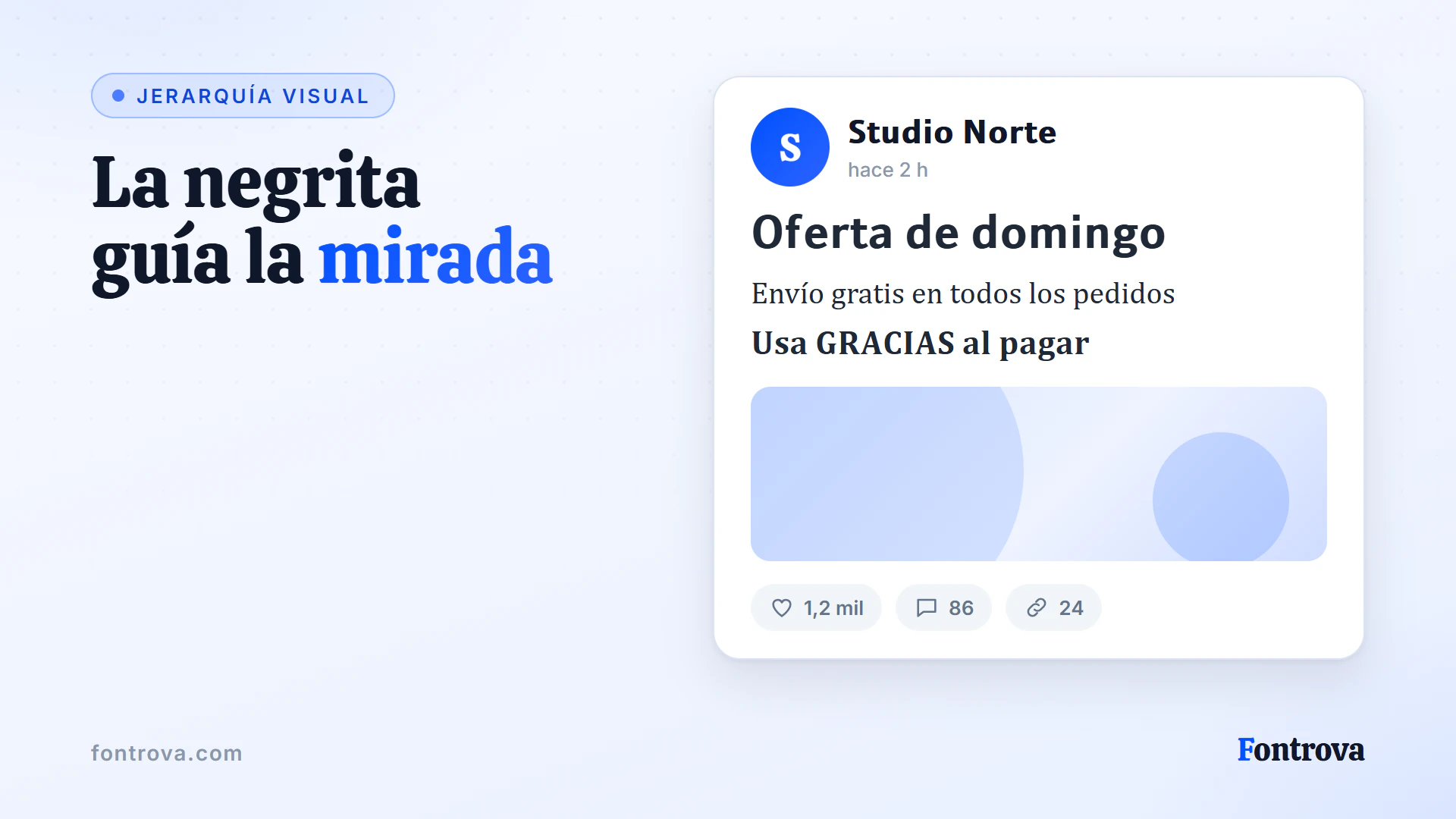 Post de ejemplo donde un título en Sans Negrita destaca sobre el texto normal, mostrando cómo la negrita crea jerarquía