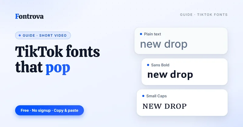 TikTok fonts guide: the phrase new drop in plain text, Sans Bold and Small Caps Unicode styles