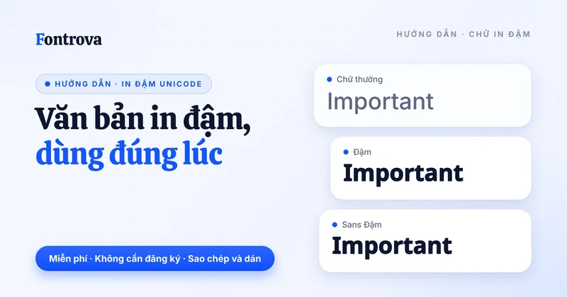 Văn bản in đậm Unicode: chữ Important ở kiểu thường, Đậm, Sans Đậm