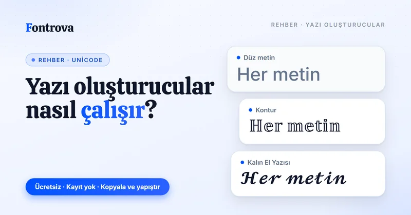 Yazı oluşturucular nasıl çalışır: düz metnin Kontur ve Kalın El Yazısı Unicode stillerine dönüşmesi